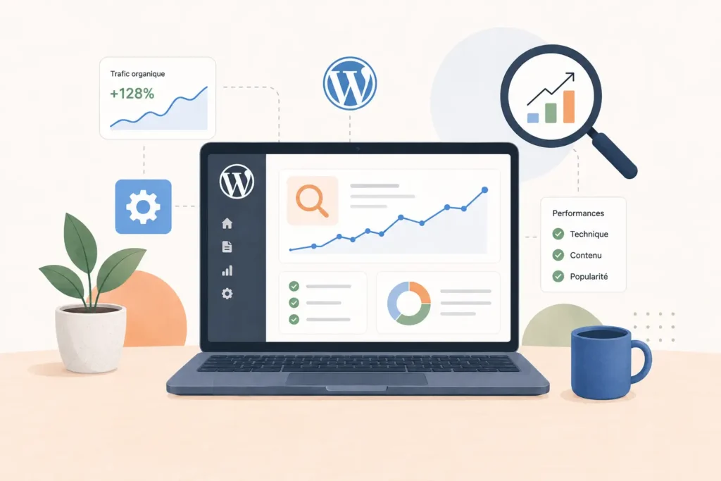 Consultant SEO WordPress analysant les performances d’un site